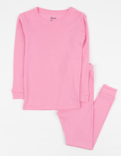 Leveret Kids Two-piece Solid Cotton Matching Family Pajamas In Pink