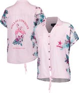 Margaritaville Women's Margaritaville Pink Dallas Cowboys Stadium Tie-Front Button-Up Shirt