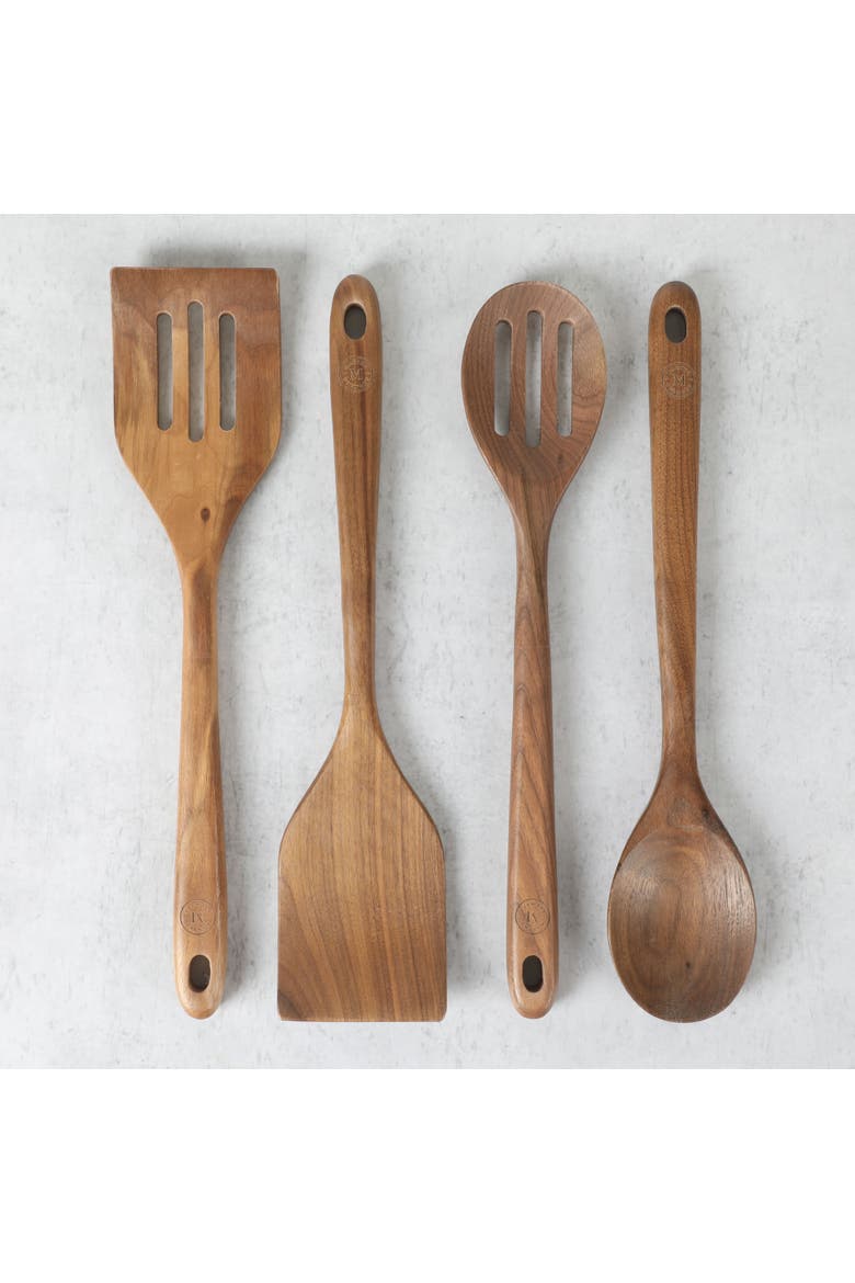 4-Piece Walnut Wood Kitchen Cooking Tool Set, Alternate, color, Walnut Brown