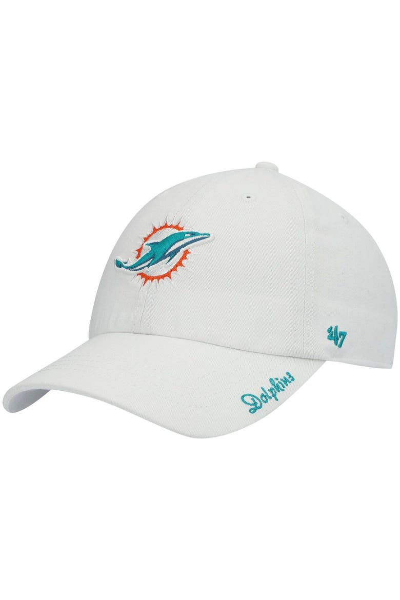 Women's '47 White Miami Dolphins Miata Clean Up Logo Adjustable Hat, Main, color, White