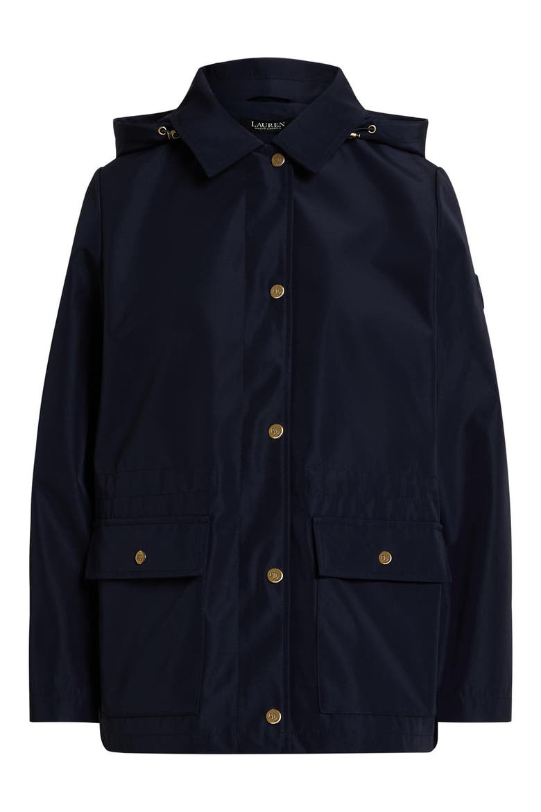 Hooded Bonded Raincoat, Main, color, NAVY