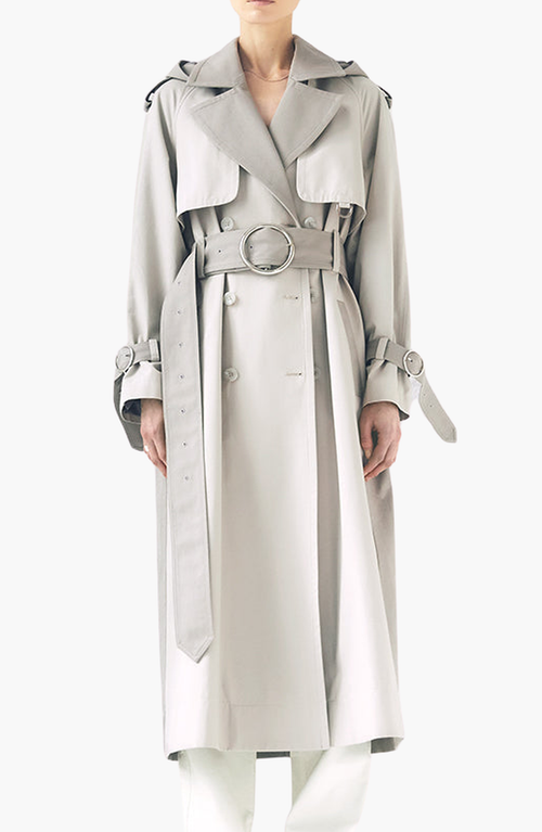 Caalo Sustainable Water Resistant Trench Coat In Gray