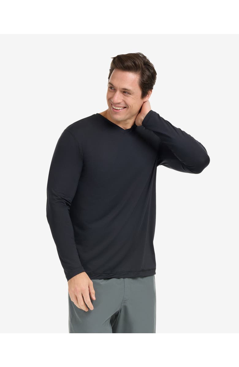 BloqUV Men's Performance V-Neck Long Sleeve Shirt, Alternate, color, Black