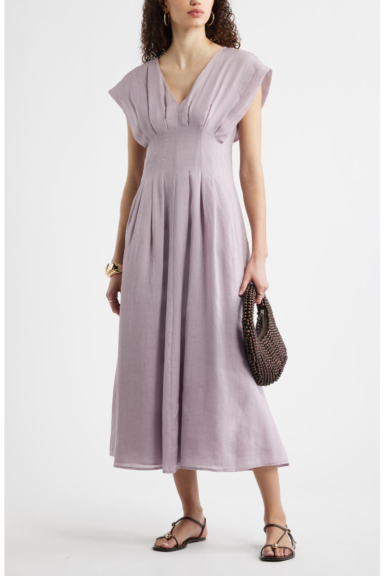 Pleat Waist A-Line Dress, Alternate, color, PURPLE FOG