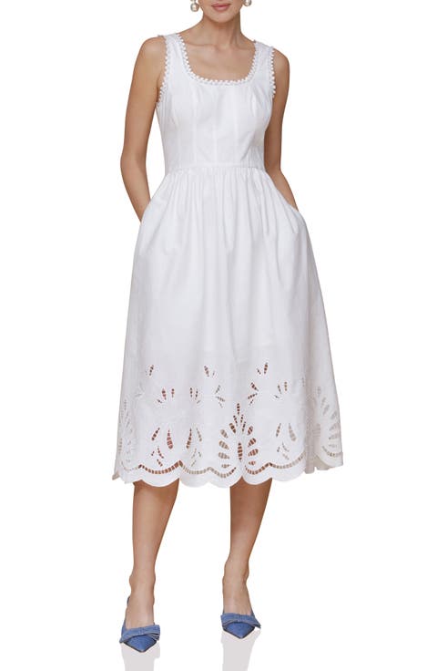 Embroidered Cotton Poplin Midi Dress