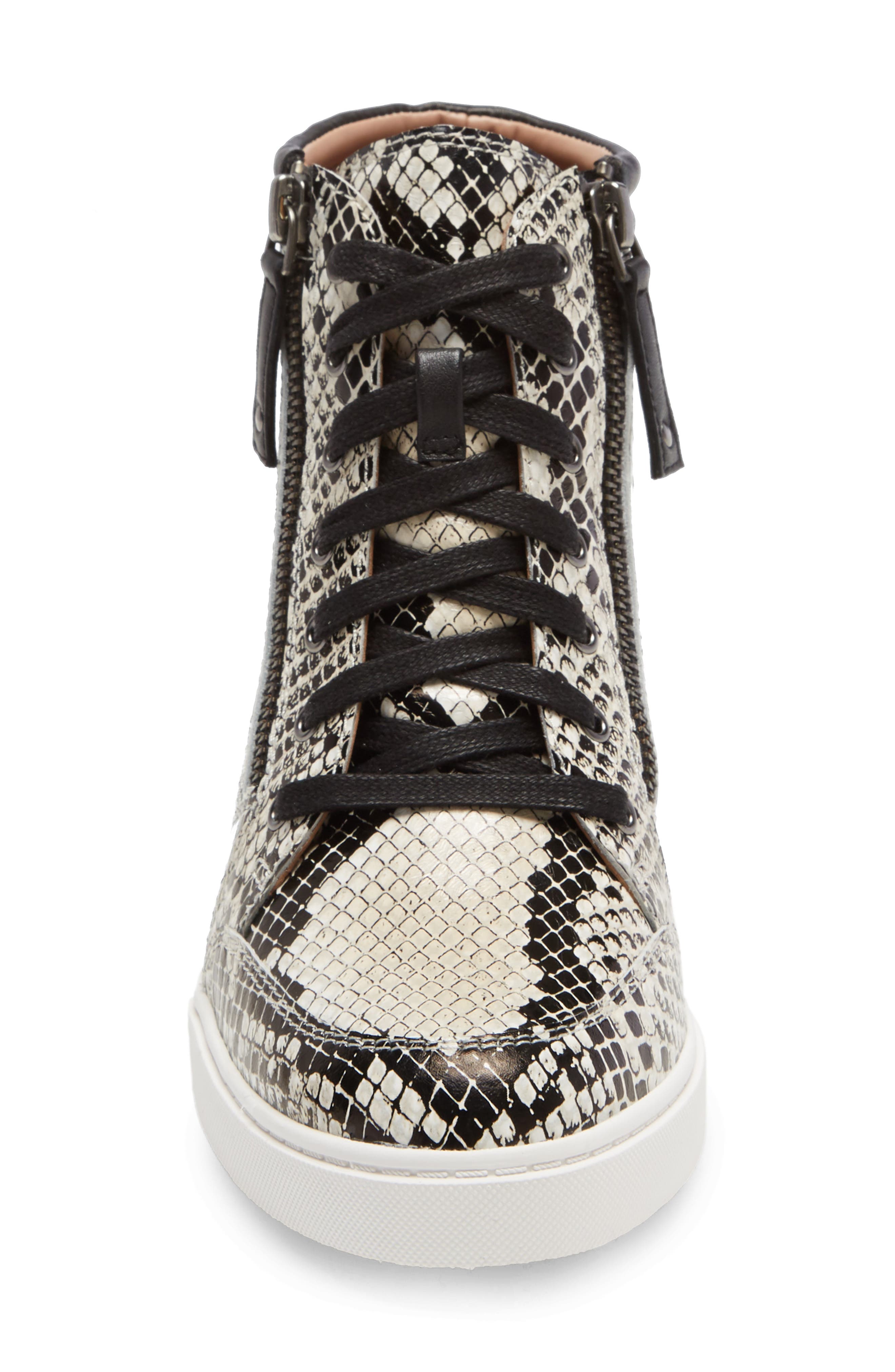Linea Paolo Niya Wedge Sneaker, Alternate, color, Cream Snake Print Leather