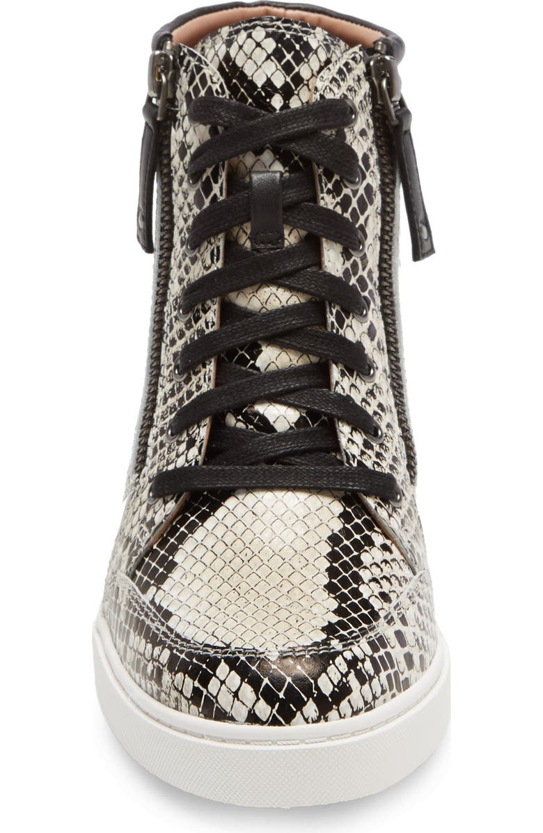 Linea Paolo Niya Wedge Sneaker, Alternate, color, Cream Snake Print Leather