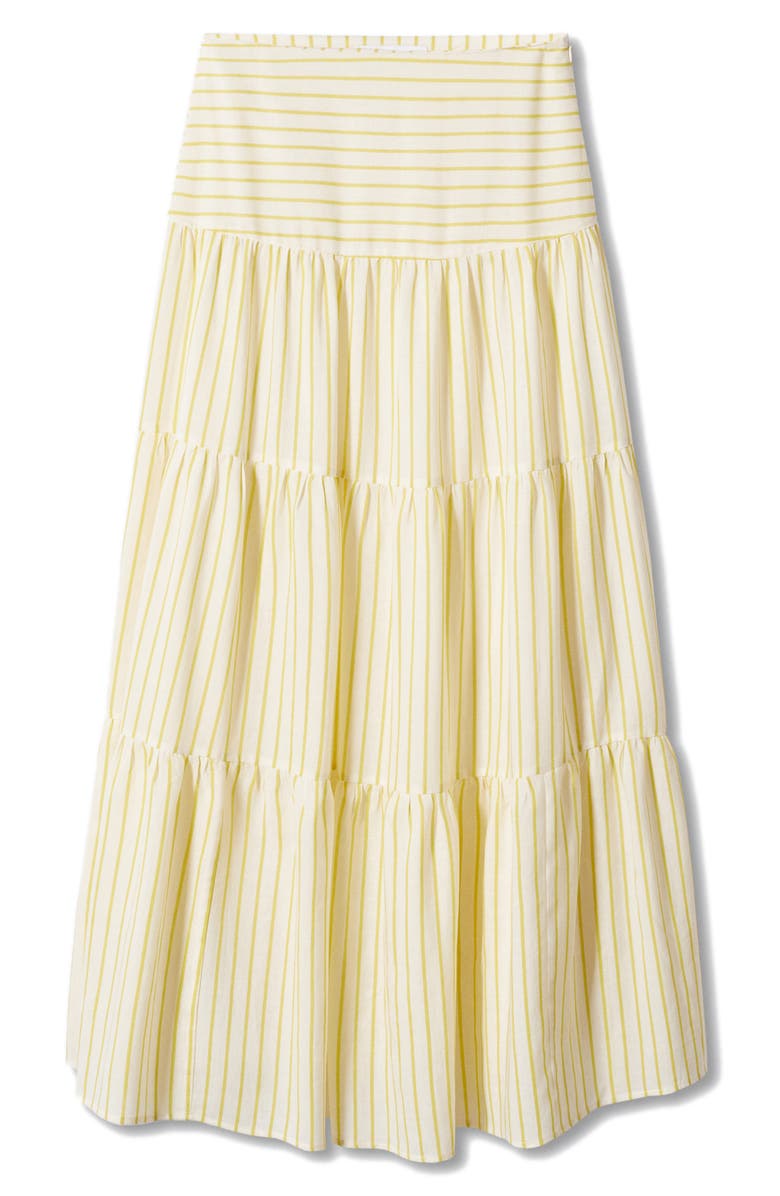 MANGO Stripe Ruffle Tiered Maxi Skirt, Alternate, color, 