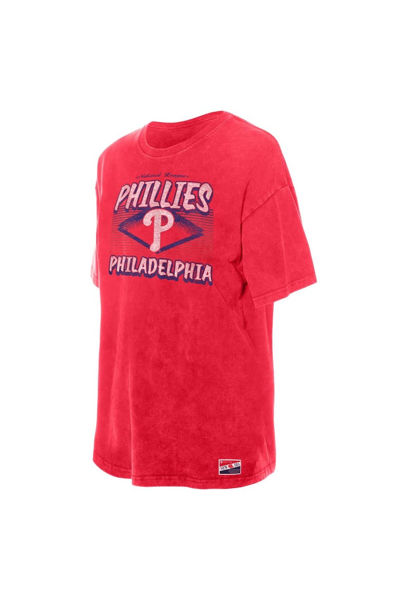 Women's New Era  Red Philadelphia Phillies Mineral Wash Oversized T-Shirt, Alternate, color, Red