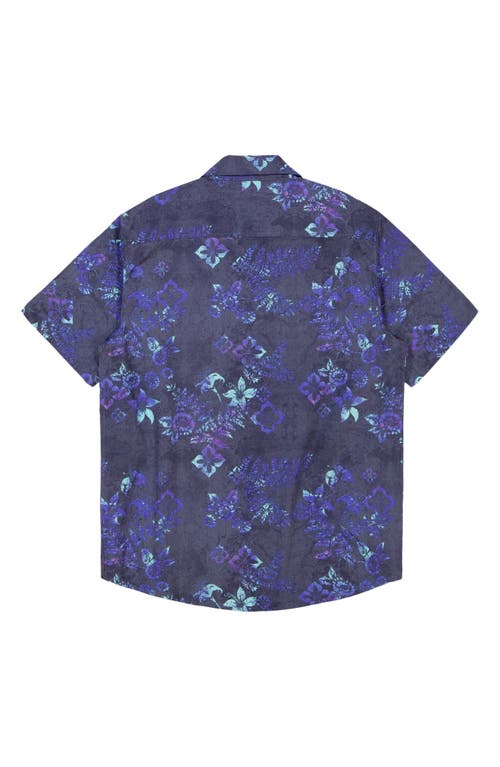Billabong Kids' Sundays Tropical Print Short Sleeve Cotton Button-up Shirt