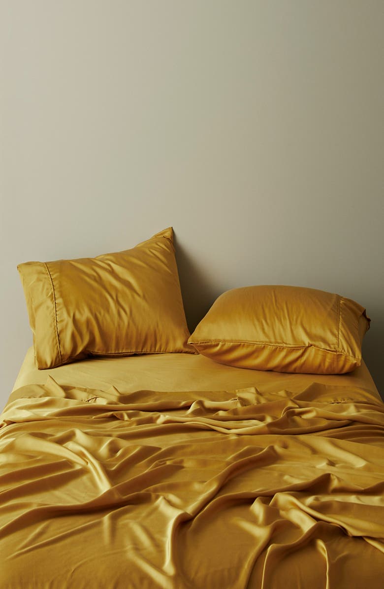 ettitude Signature Sateen Sheet Set, Alternate, color, Saffron