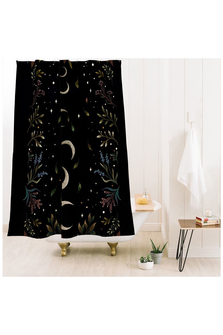 Moon Garden Shower Curtain, Alternate, color, BLACK-WHITE
