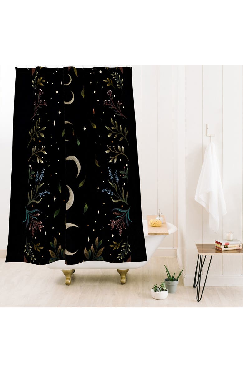 Deny Designs Moon Garden Shower Curtain, Alternate, color, Black-White