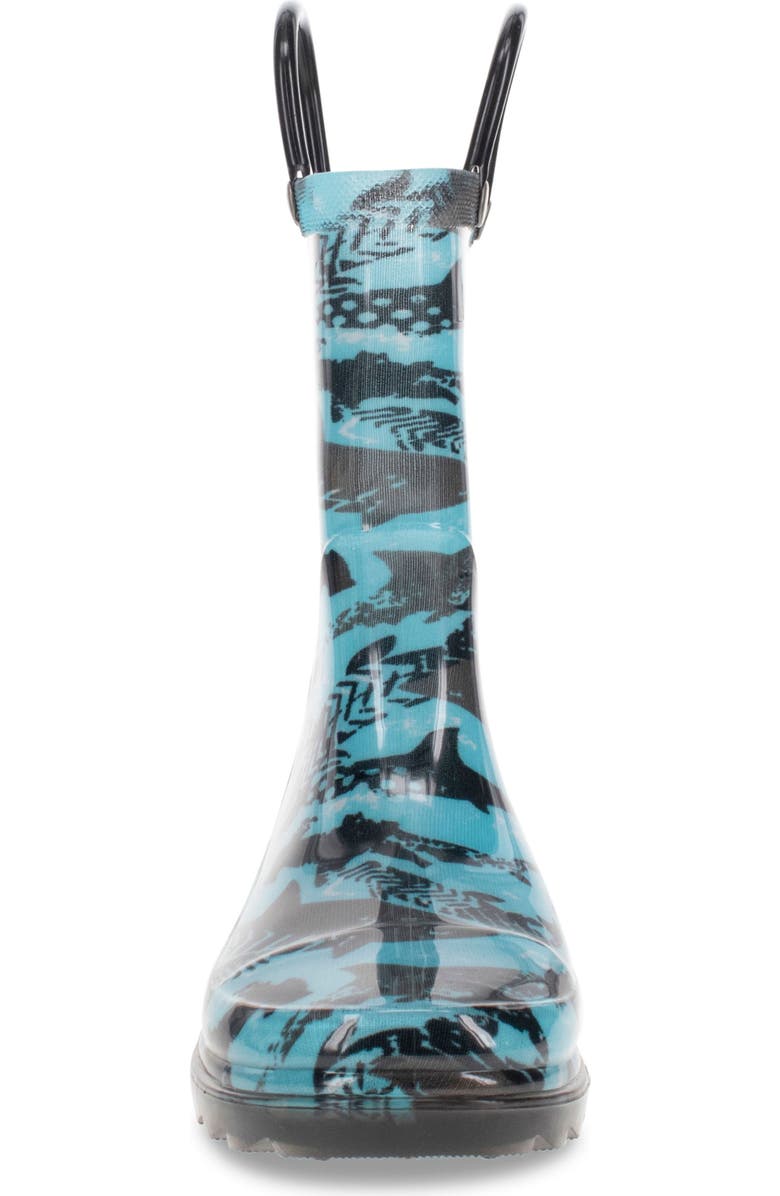 Western Chief Kids' Grunge Shark Lighted Waterproof Rain Boot, Alternate, color, Blue