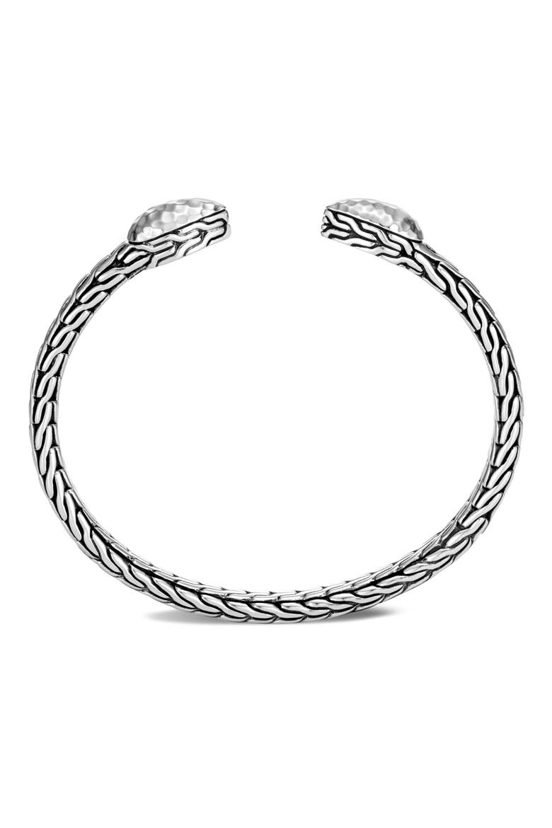 Classic Chain Hammered Sterling Silver Flex Cuff Bracelet, Alternate, color, SILVER