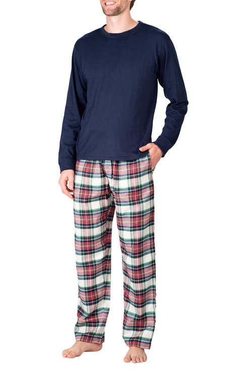 Long Sleeve Crewneck Flannel Pajama Set