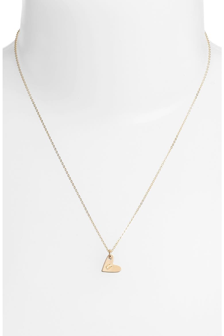 14k-Gold Fill Initial Mini Heart Pendant Necklace, Alternate, color, GOLD/ U