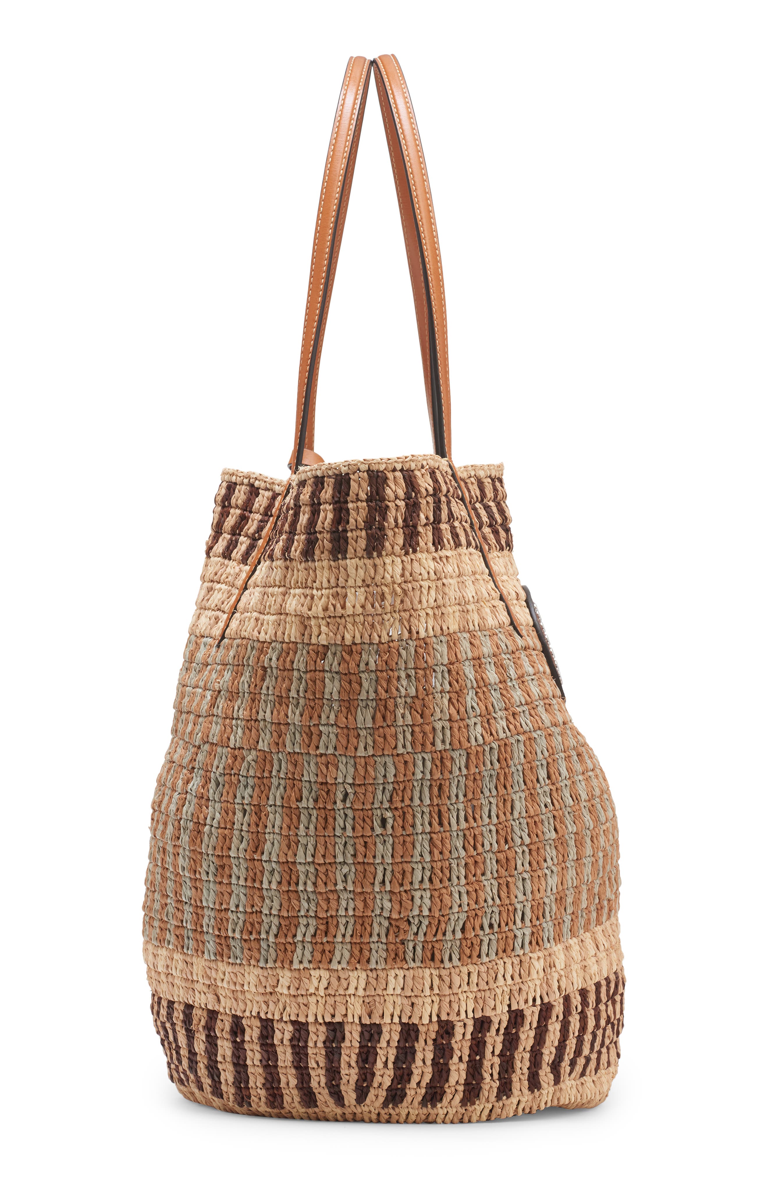 Valentino Garavani VLOGO Crochet Raffia Basket Tote, Alternate, color, 