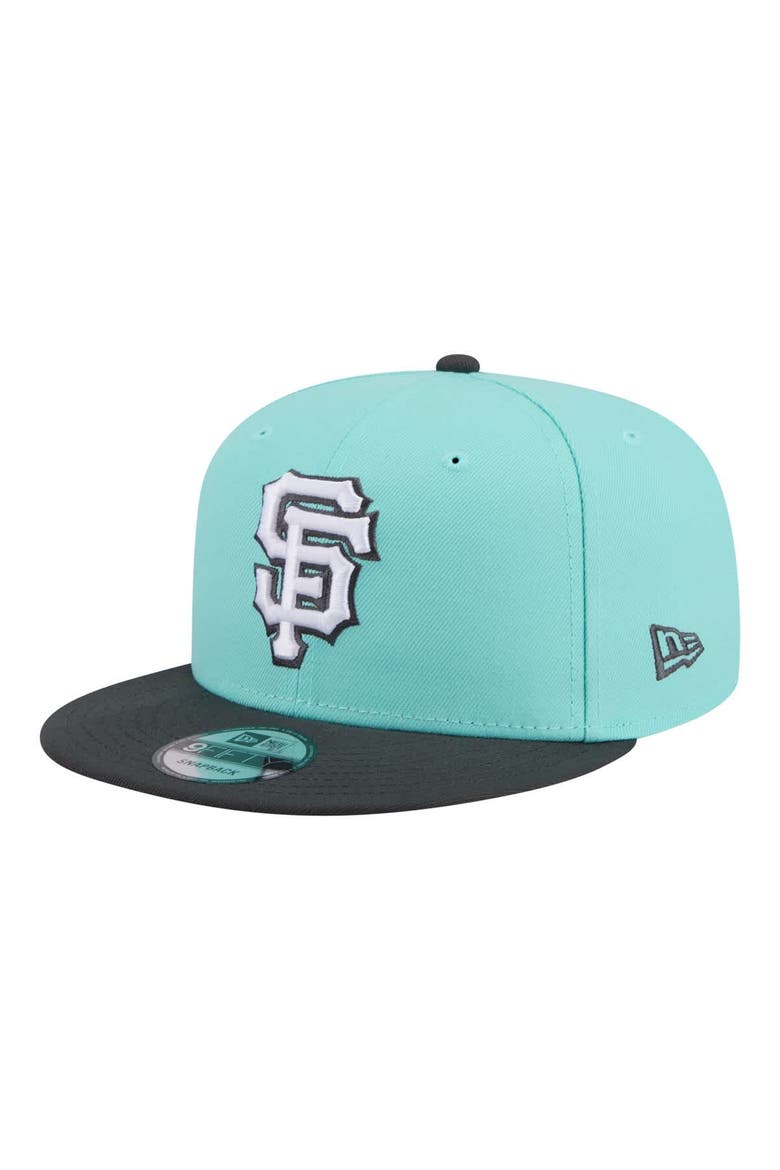 Men's New Era Turquoise/Charcoal San Francisco Giants Two-Tone Color Pack 9FIFTY Snapback Hat, Main, color, Turquoise