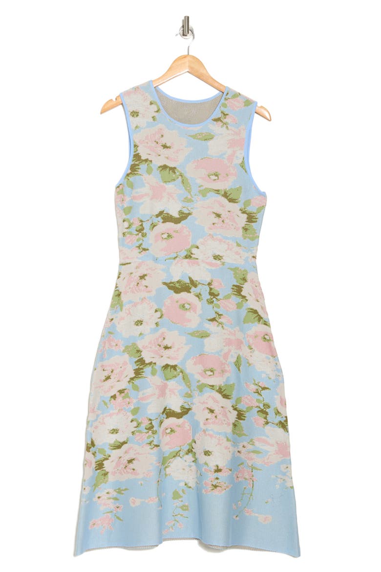 Floral Sleeveless Midi Sweater Dress, Alternate, color, BLUE MULTI