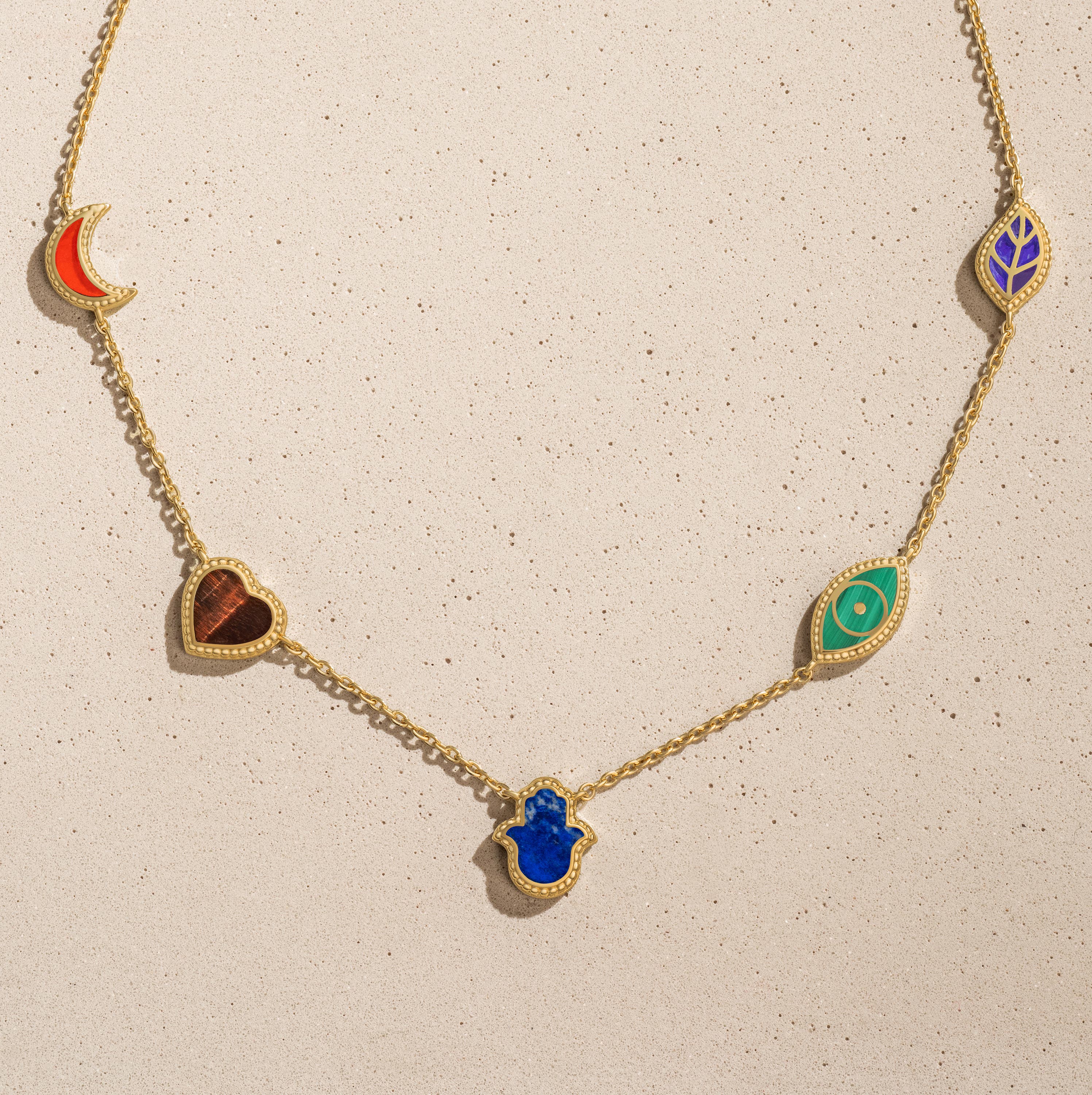 Karma and Luck Sublime Beauty Multi-Symbol & Multi-Gemstone Necklace ...