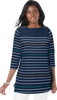 Jessica London Stretch Cotton Boatneck Tunic