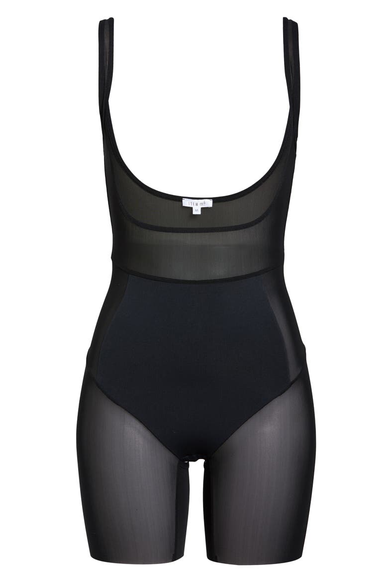 Power Mesh Open Bust Shape Bodysuit, Alternate, color, BLACK