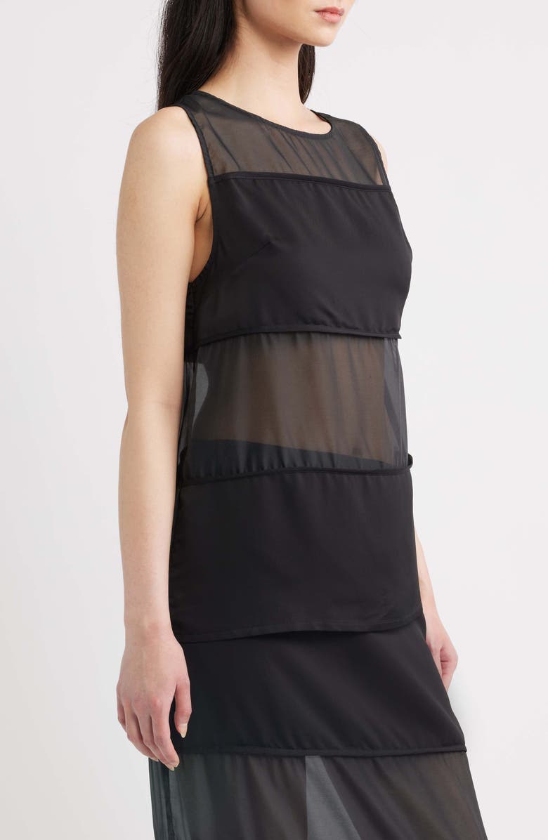 A.REN Rene Semi Sheer Panel Tank, Alternate, color, Black