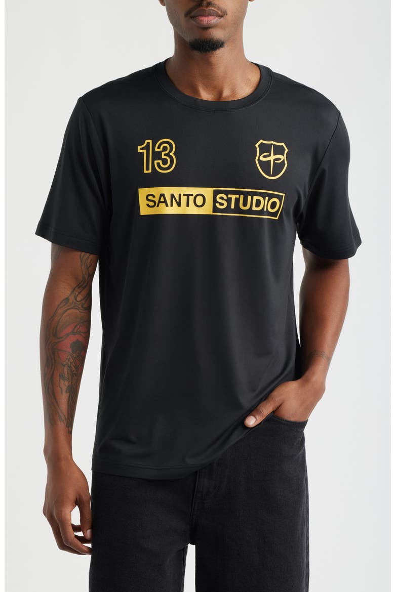 Santo Futbol Tech Logo Graphic T-Shirt, Main, color, BLACK