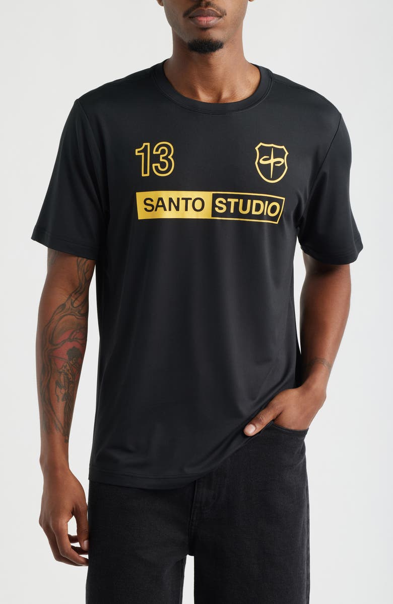 SANTO STUDIO Santo Futbol Tech Logo Graphic T-Shirt, Main, color, Black