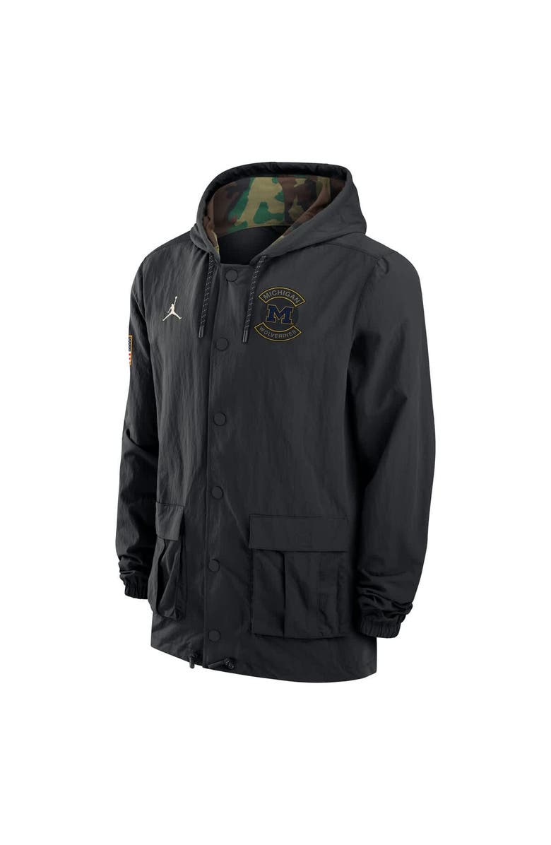 Jordan Brand Men's Jordan Brand Black Michigan Wolverines 2025 NCAA Military Appreciation Full-Snap Jacket, Alternate, color, Black