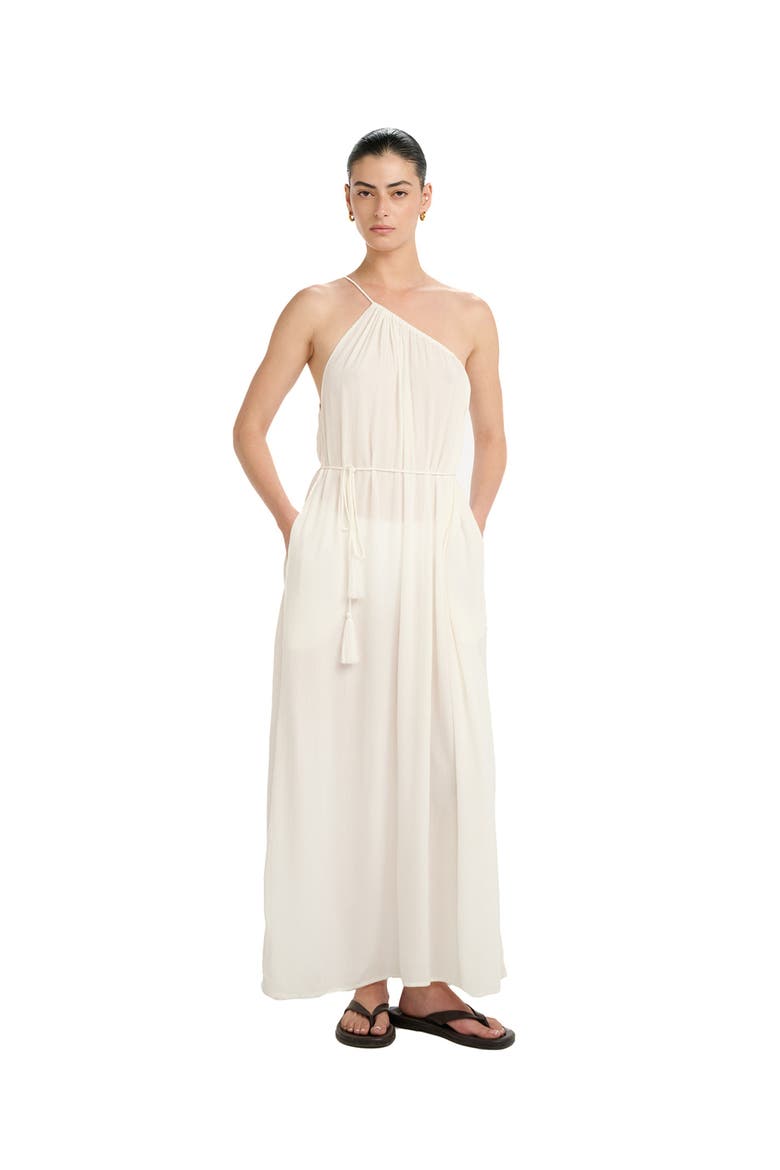 Resort One Shoulder Maxi Dress Cover-Up, Main, color, White