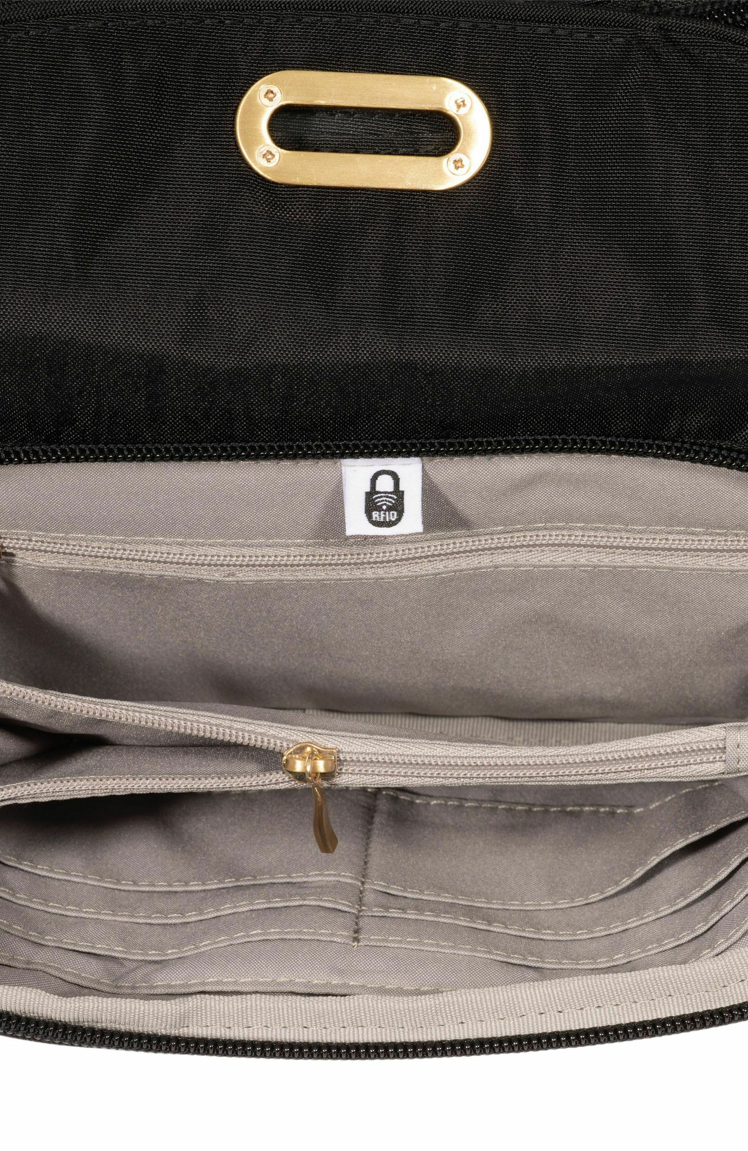 BAGGALLINI Coastal Flip Lock Half Moon Bag, Alternate, color, Black With Gold Hardware