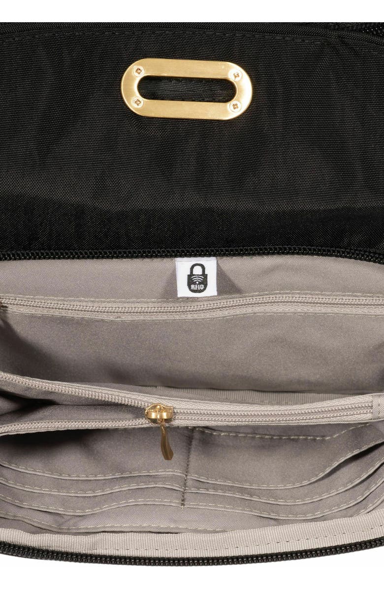 BAGGALLINI Coastal Flip Lock Half Moon Bag, Alternate, color, Black With Gold Hardware