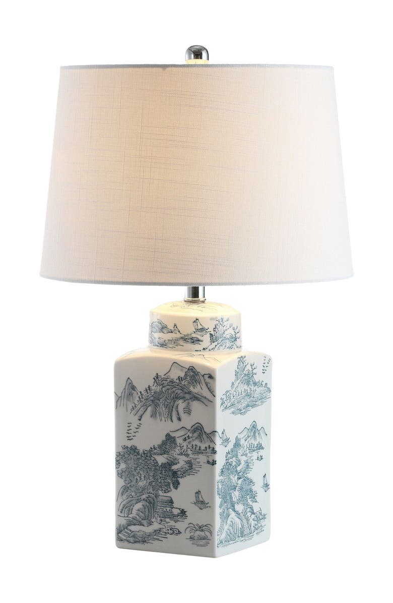 JONATHAN Y Audrey 24.5" Chinoiserie LED Table Lamp, Blue/White, Main, color, Blue/White