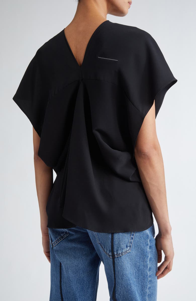 MM6 Maison Margiela Draped Short Sleeve Top, Alternate, color, Black