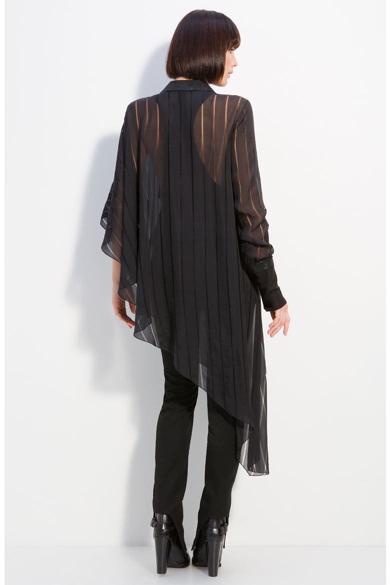 Sheer Stripe Chiffon Shirt, Alternate, color, BLACK