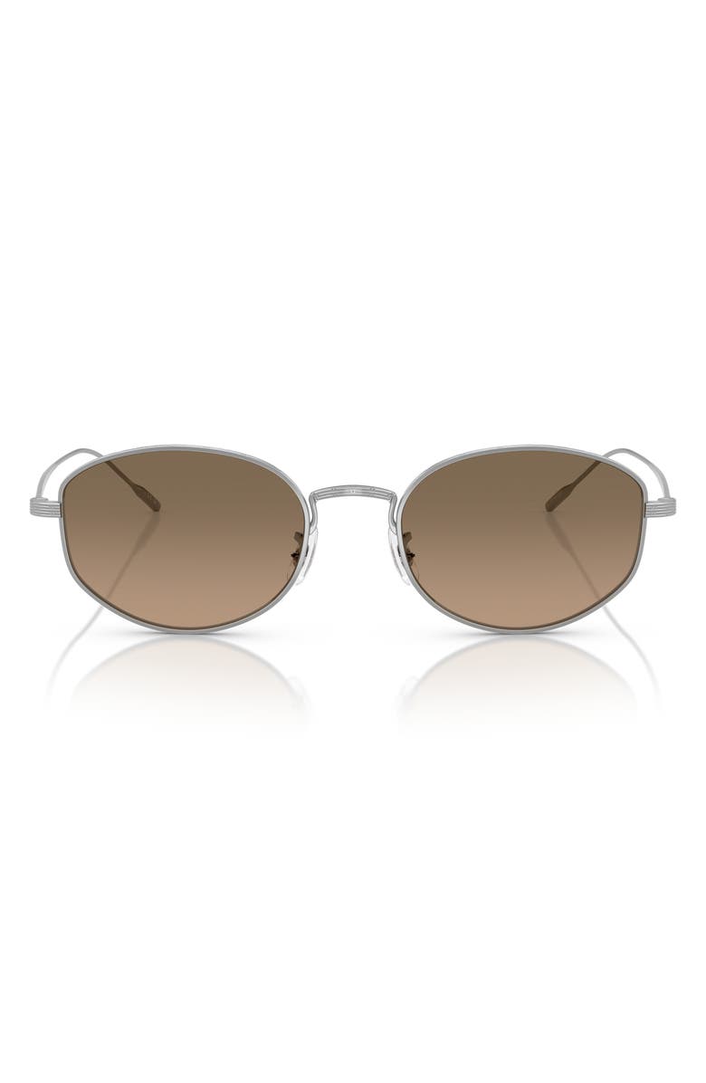 Oliver Peoples 51mm Polarized Oval Sunglasses, Main, color, Silver