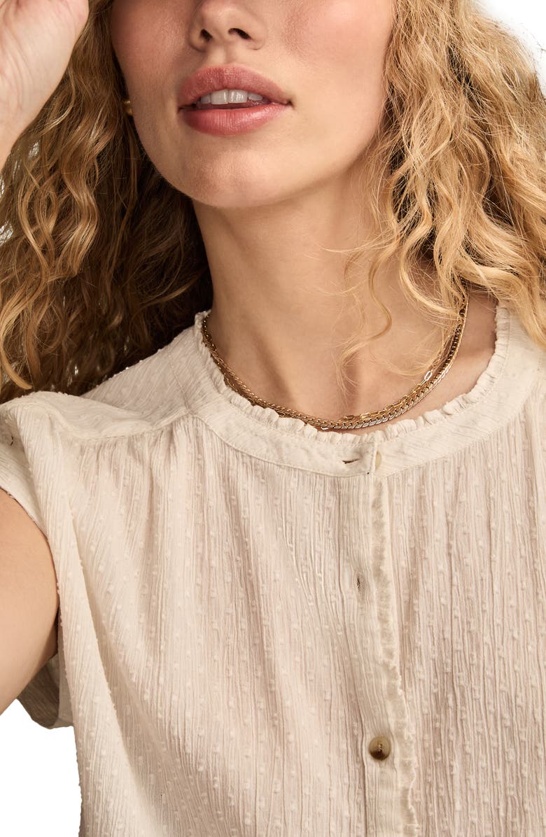 Lucky Brand Clip Dot Cotton Button-Up Shirt, Alternate, color, Whisper White