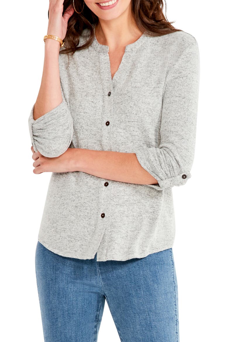 Sweet Dreams Roll Sleeve Button-Up Shirt, Main, color, GREY MIX