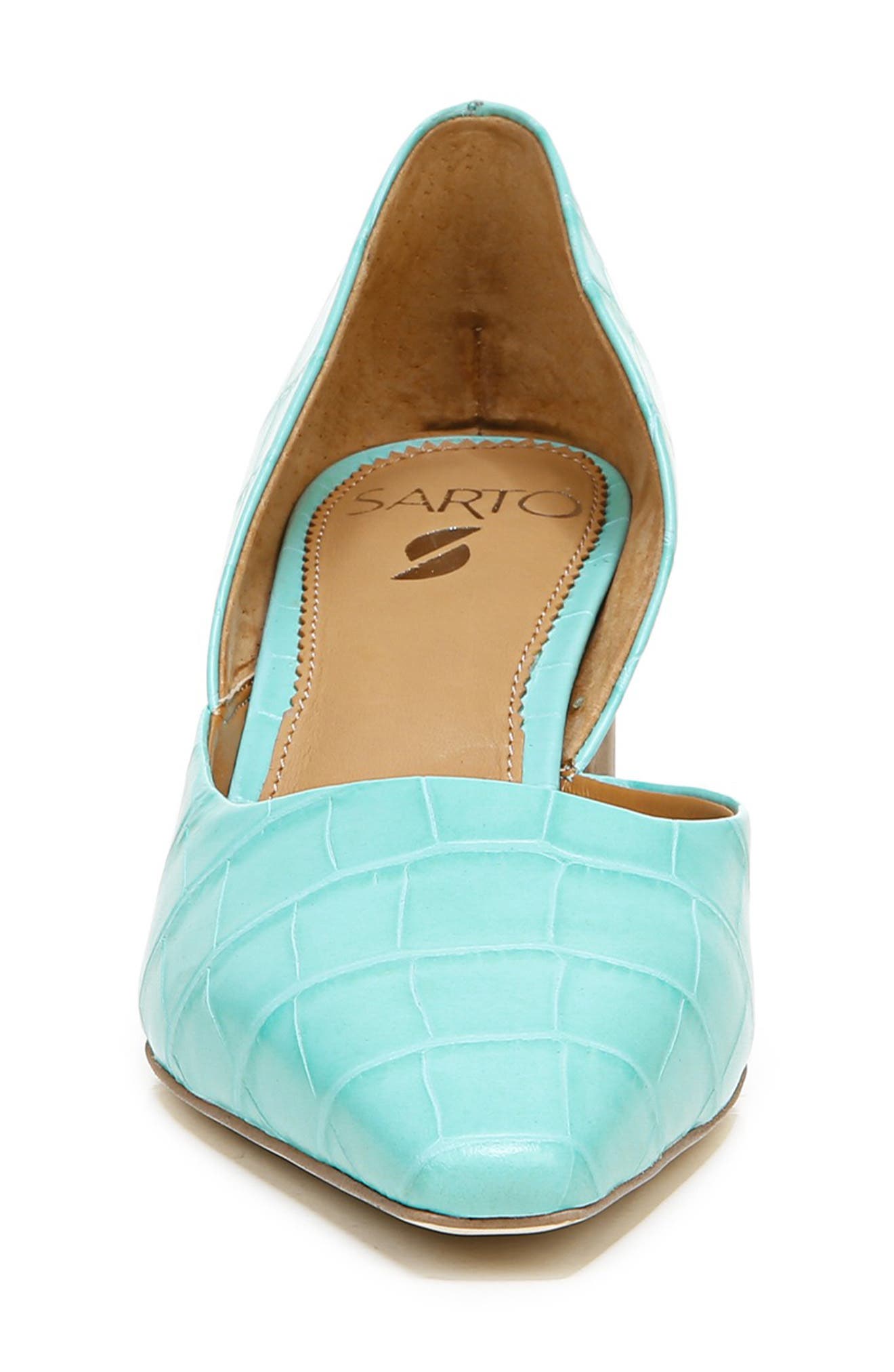 Rita Pointed Toe Pump, Alternate, color, AQUA LEATHER