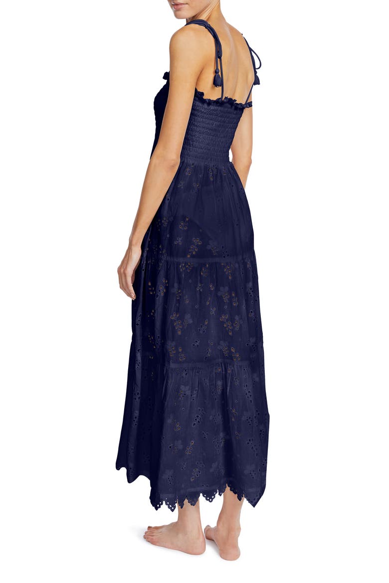 Daisy Flounce Cotton Eyelet Cover-Up Dress, Alternate, color, NAVY