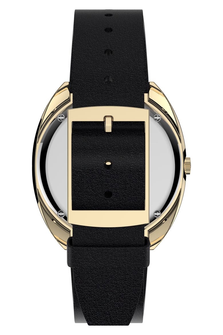 Q 1972 Reissue Leather Strap Watch, 43mm x 39mm, Alternate, color, GOLD