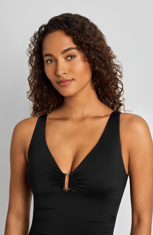Ralph Lauren Lauren  Ring Underwire One-piece Swimsuit In Black