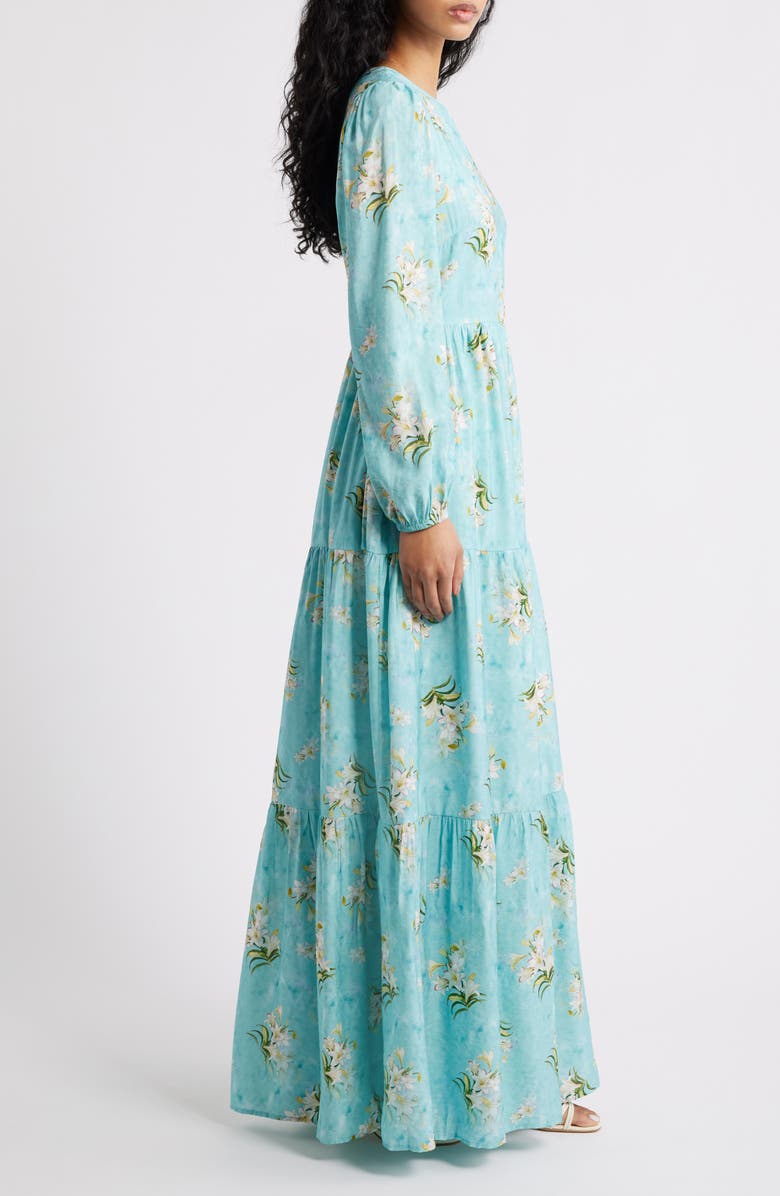 Petal & Pup Bernice Long Sleeve Maxi Dress, Alternate, color, Blue Floral