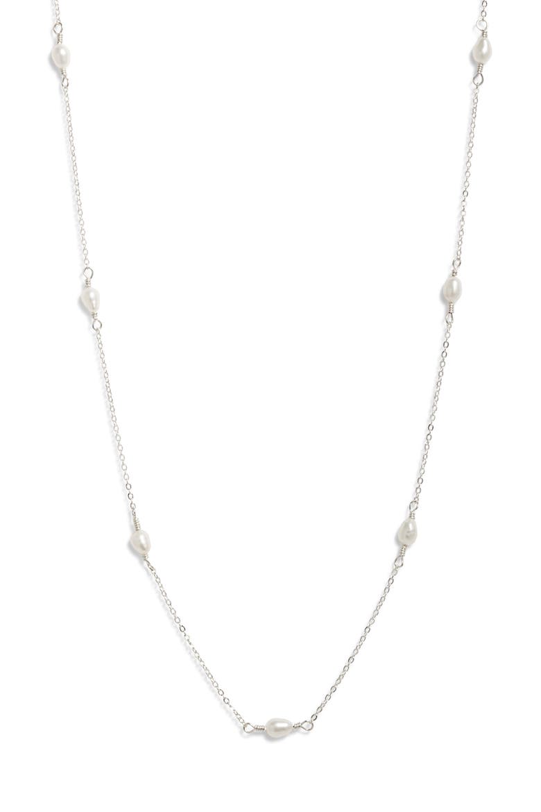 Madeline Freshwater Pearl Station Necklace, Main, color, SILVER
