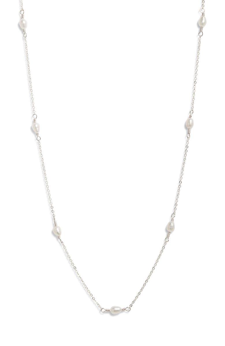 Set & Stones Madeline Freshwater Pearl Station Necklace, Main, color, Silver