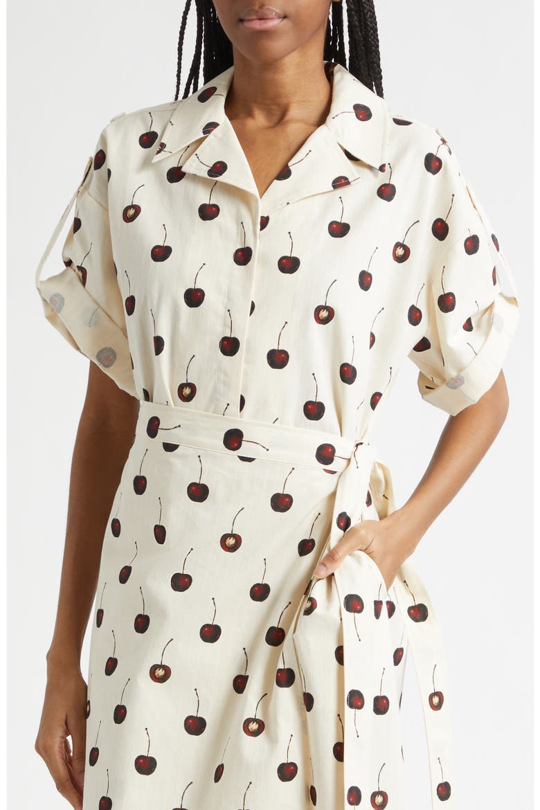Cherries Organic Cotton Shirtdress, Alternate, color, CHERRIES