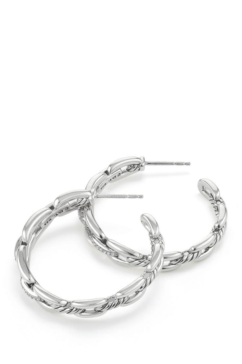 Wellesley 23mm Hoop Earrings with Diamonds, Alternate, color, SILVER