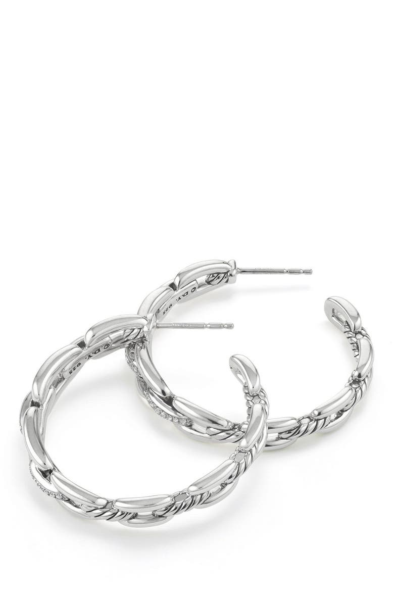David Yurman Wellesley 23mm Hoop Earrings with Diamonds, Alternate, color, 